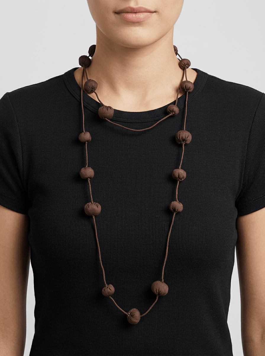 Collar Il Baco Da Seta Bolas De Seda Cocoon Chocolate