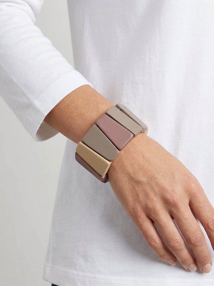 Bracelet Il Baco Da Seta Elastic Mauve Wood Beads