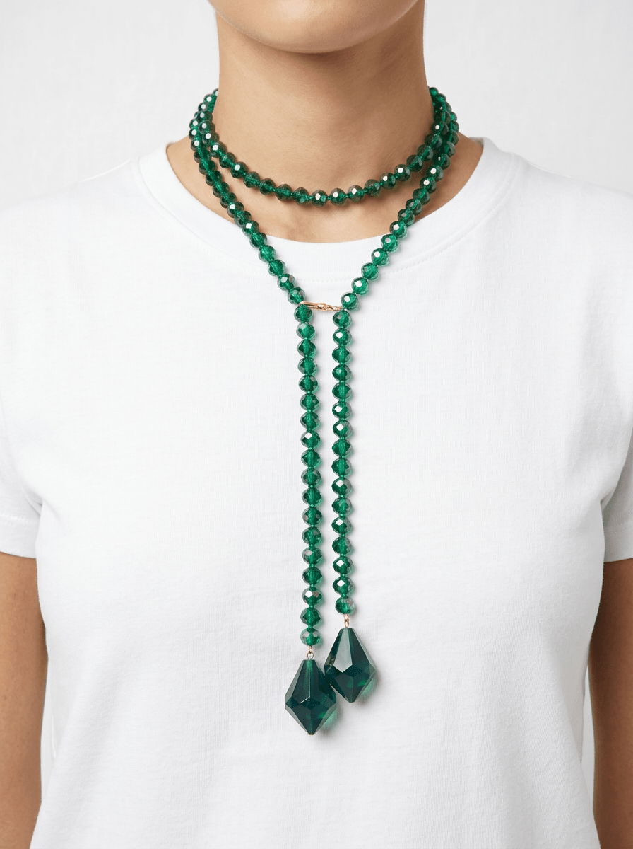 Collar Fabrizio Marcantelli Perlitas y Gota de Piedra Verde