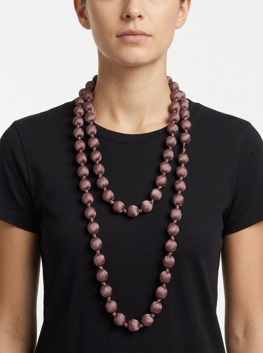 Collana il Baco Da Seta Maxi Balls Purple Silk