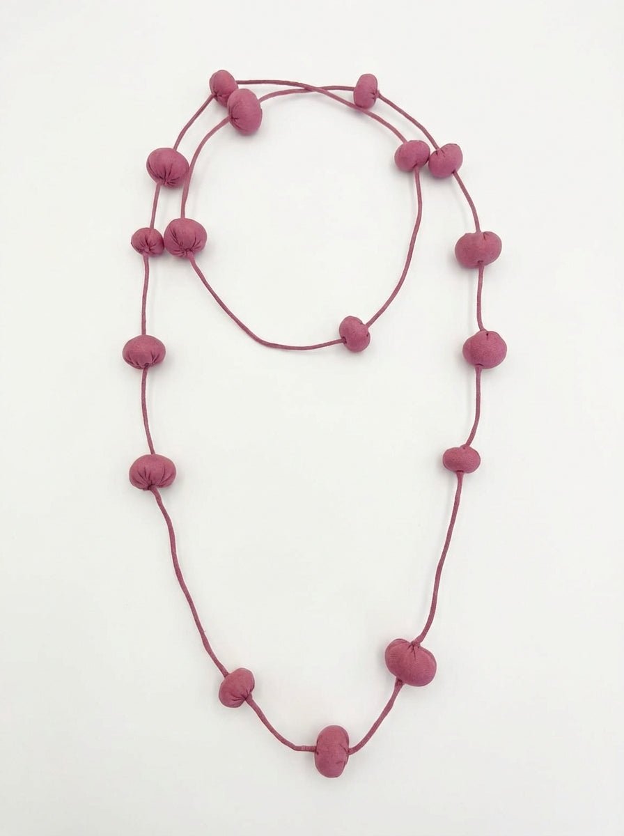 Collier Il Baco Da Seta Boules de Soie Cocon Mauve