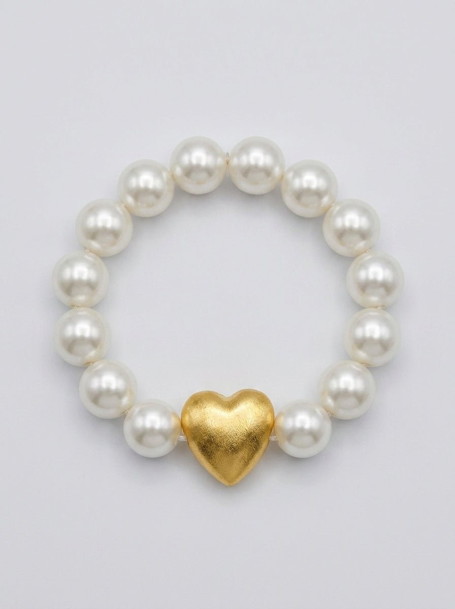 Fabrizio Marcantelli Bracelet White Pearls Golden Heart