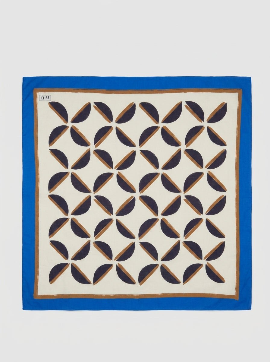 Niu Fancy Foulard Imprimé Géométrique Bleu Marine