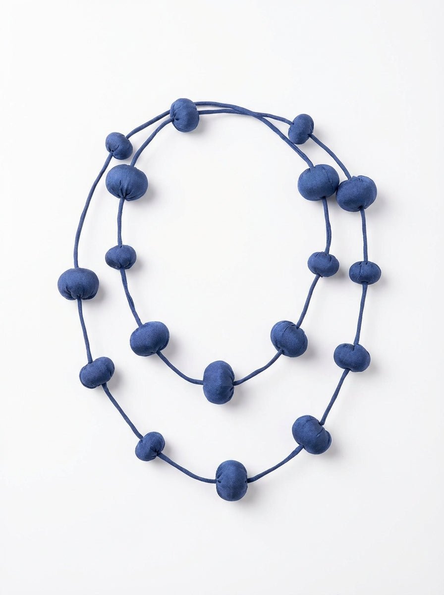 Collar Il Baco Da Seta Bolas De Seda Cocoon Azul Marino