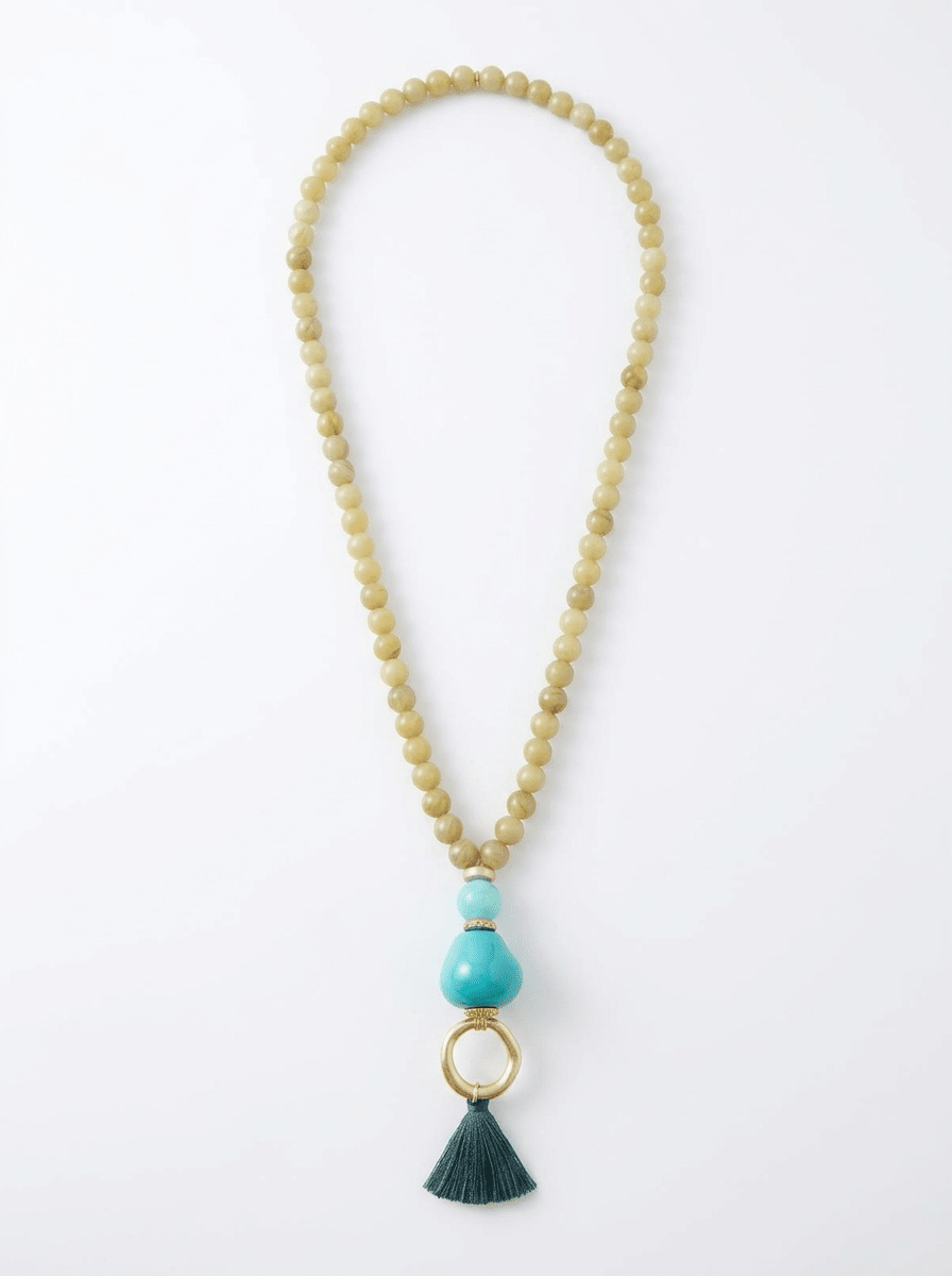 Collar Il Baco Da Seta Bolas Flecos Turquesa