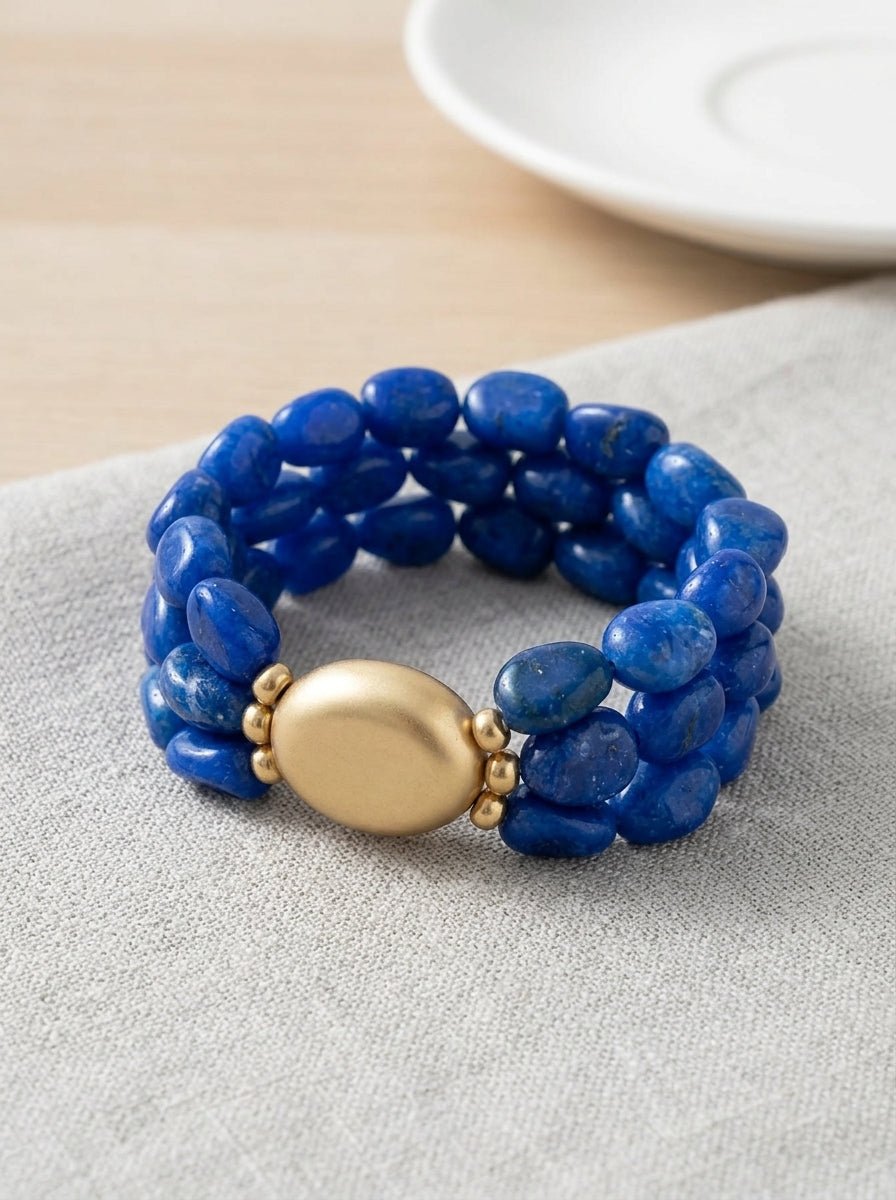 Pulsera Il Baco Da Seta 3 Tiras Cuentas Azul