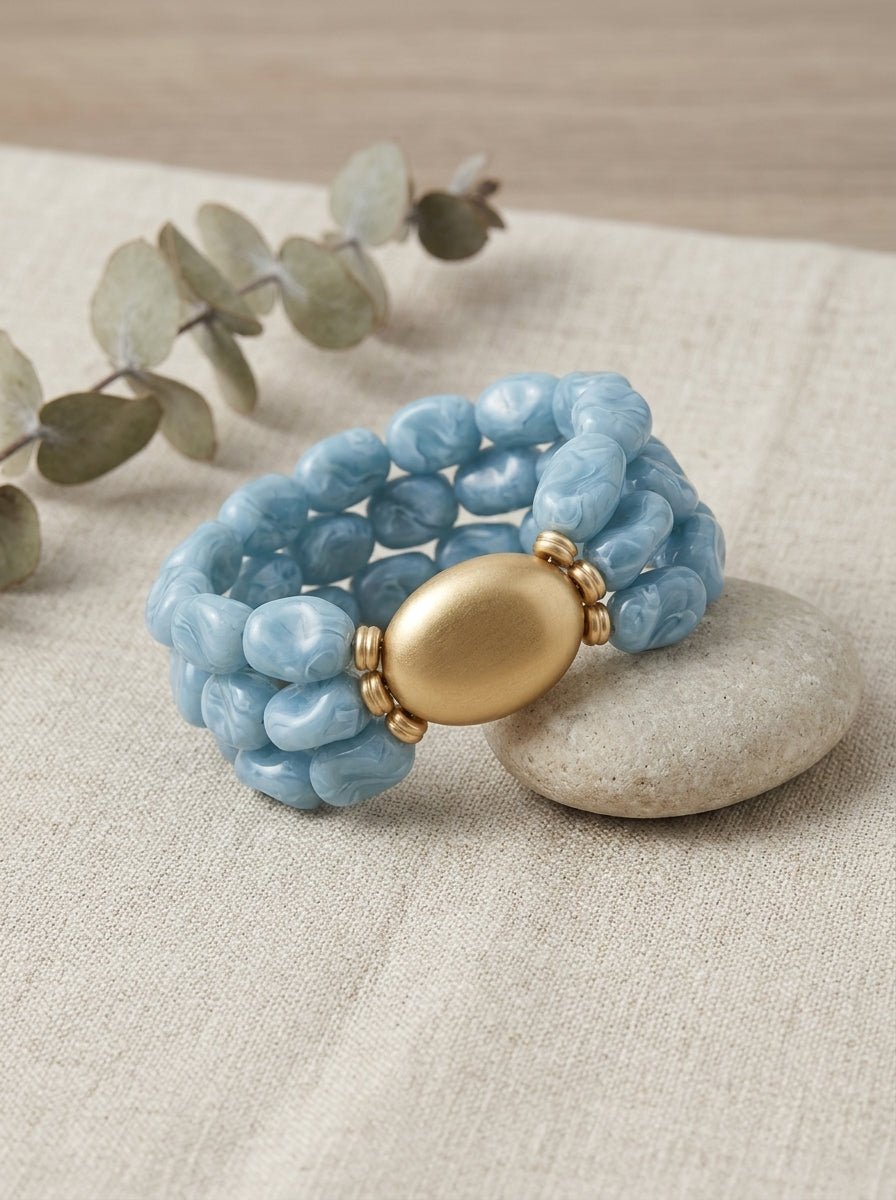 Pulsera Il Baco Da Seta 3 Tiras Cuentas Cielo