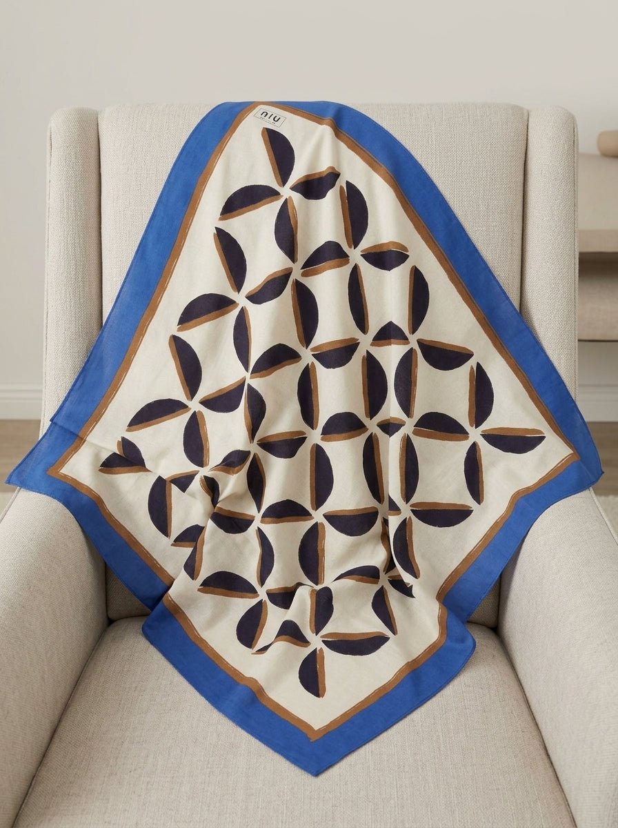 Foulard Niu Fancy Stampa Geometrica Blu Navy