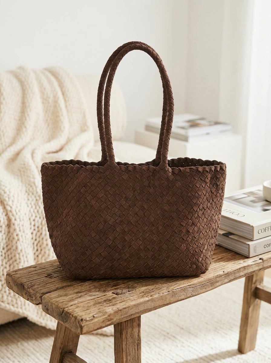 Bolso Veev Elo Mediano Suede Marron