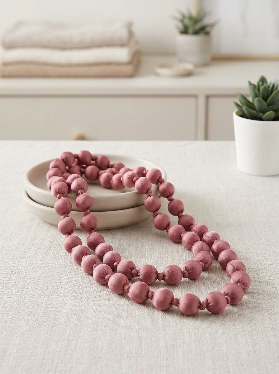 Collar Il Baco Da Seta Bolas Seda Rosa Palo 12.3