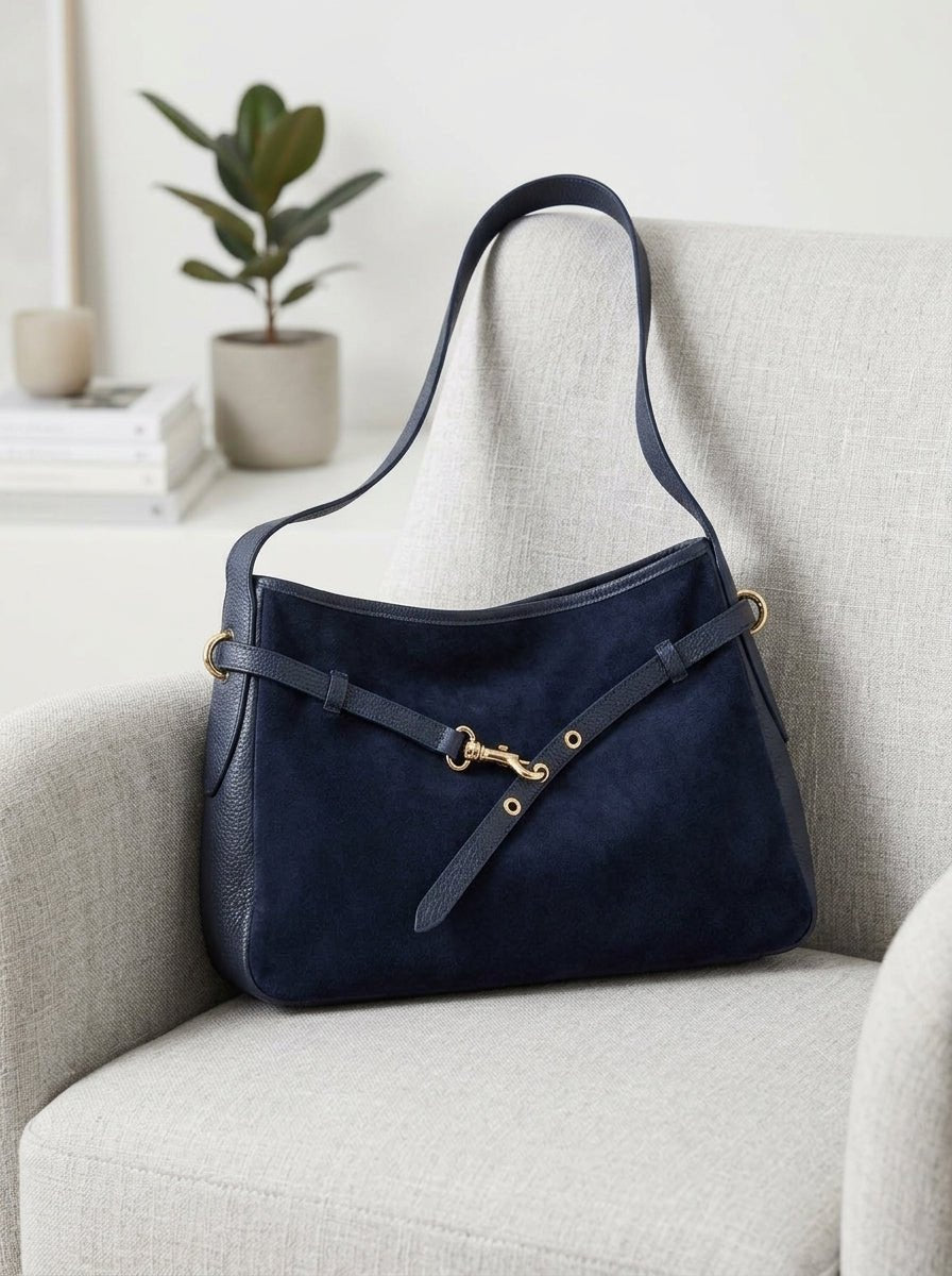 Bolso Maison Fanli Daim Victor Azul Marino