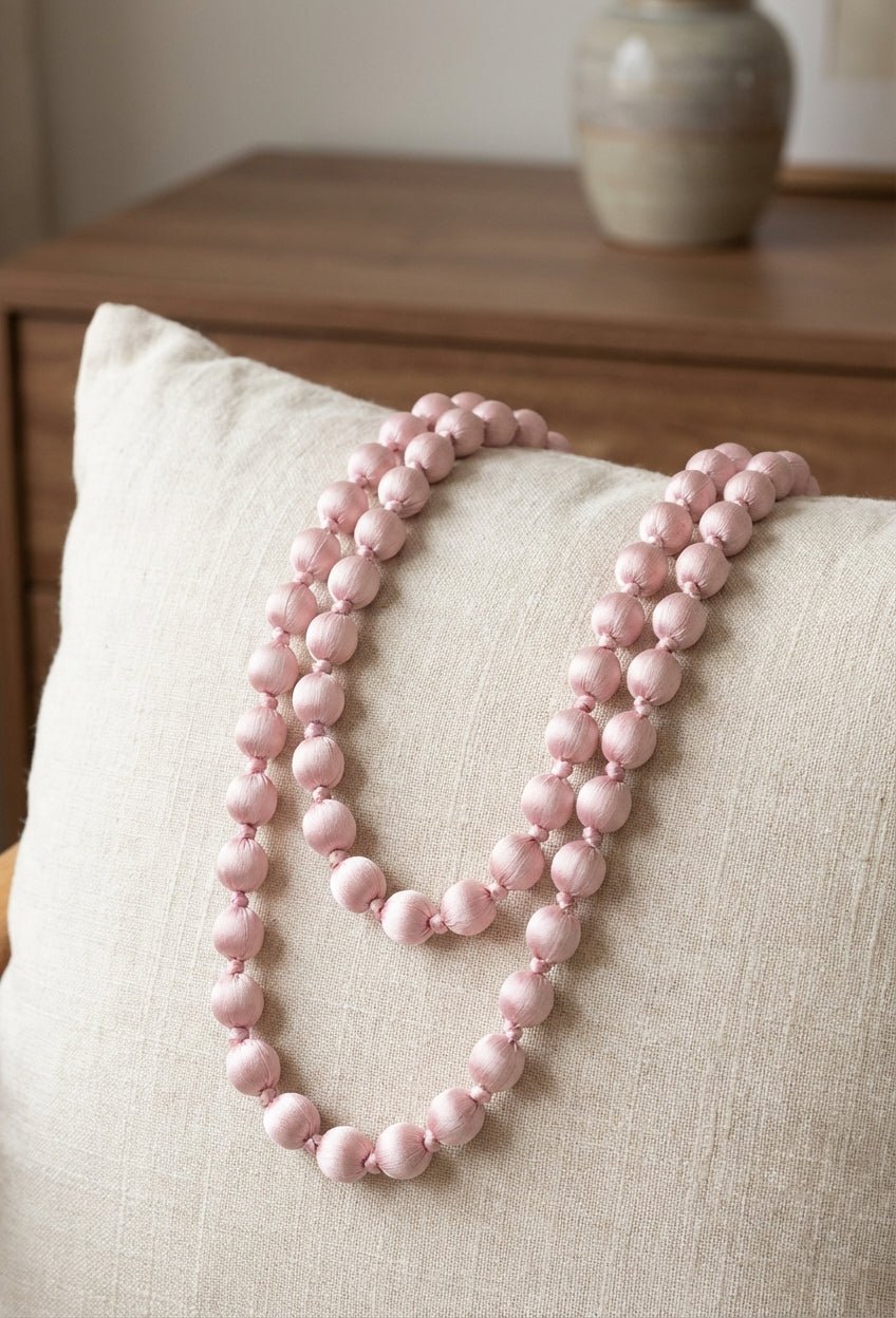 Collar Il Baco Da Seta Bolas Seda Rosa 13.2