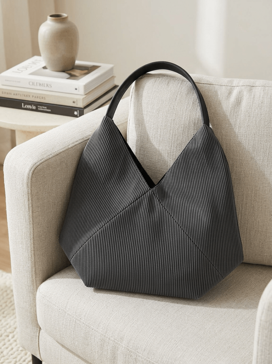 Bolso In·Zu Bevel Rayas Gris y Negro