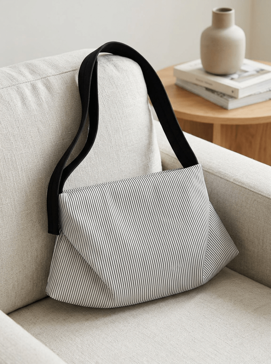 Bolso In·Zu Anvil Rayas Blanco y Negro