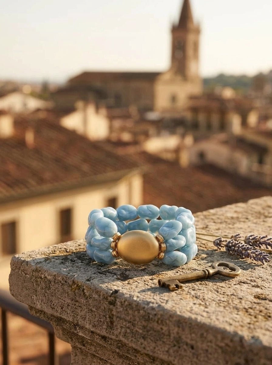 Pulsera Il Baco Da Seta 3 Tiras Cuentas Cielo