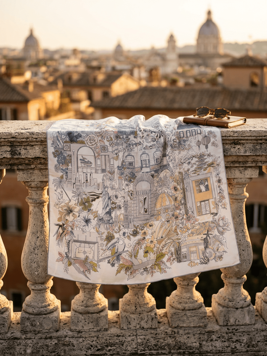 Foulard Maison Fanli Romantic Gray Journey
