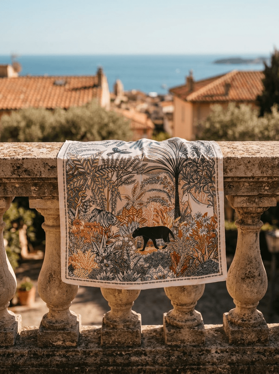 Foulard Pantera Maison Fanli en Beige Foresta