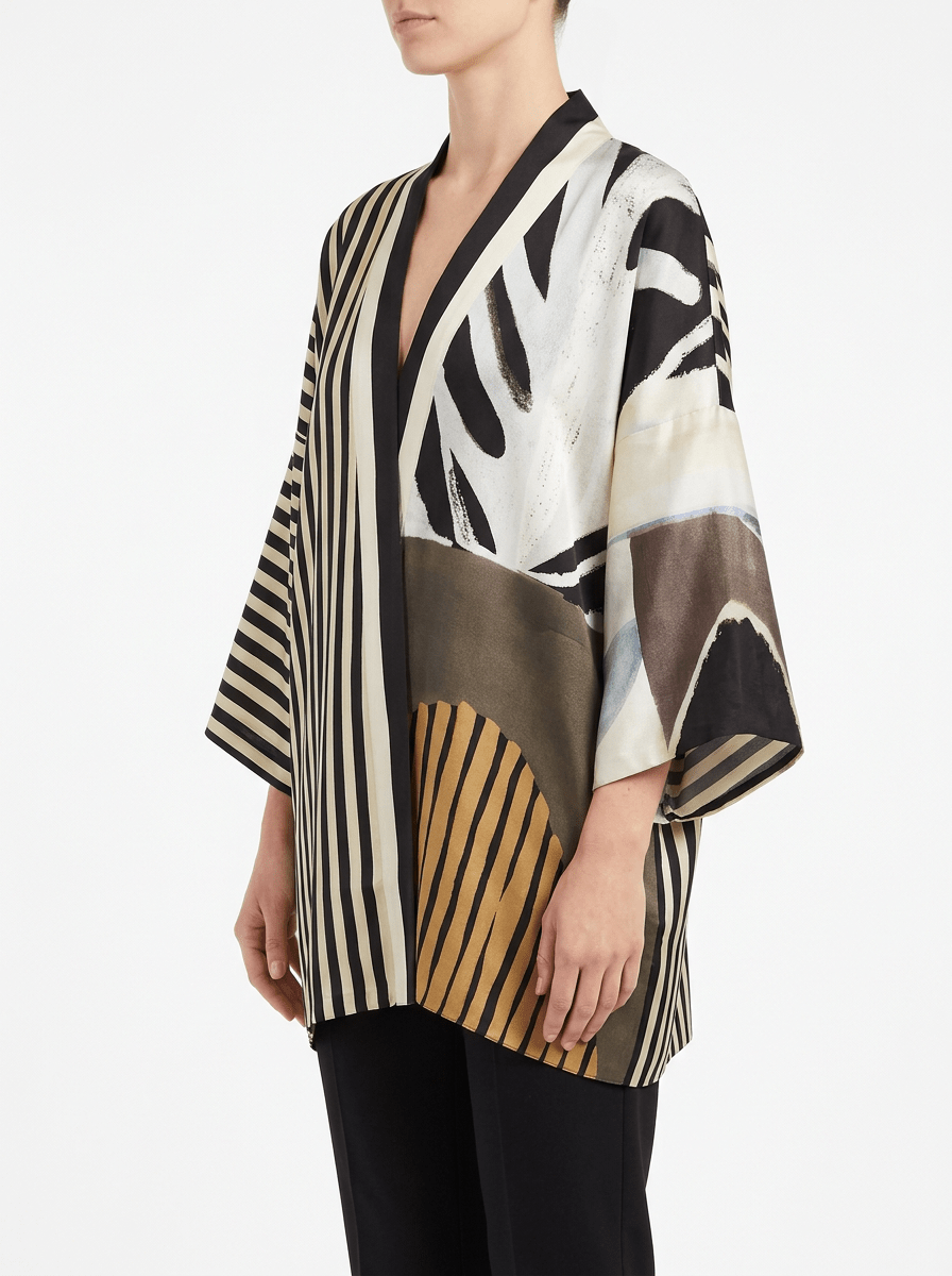Kimono Barbieri Corto Estampado Rayas Multicolor