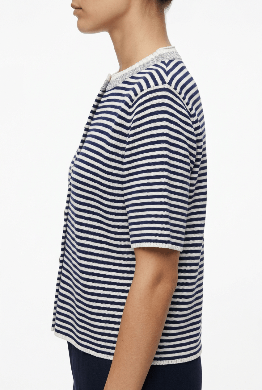 Cardigan Floor Punto Rayas Marino