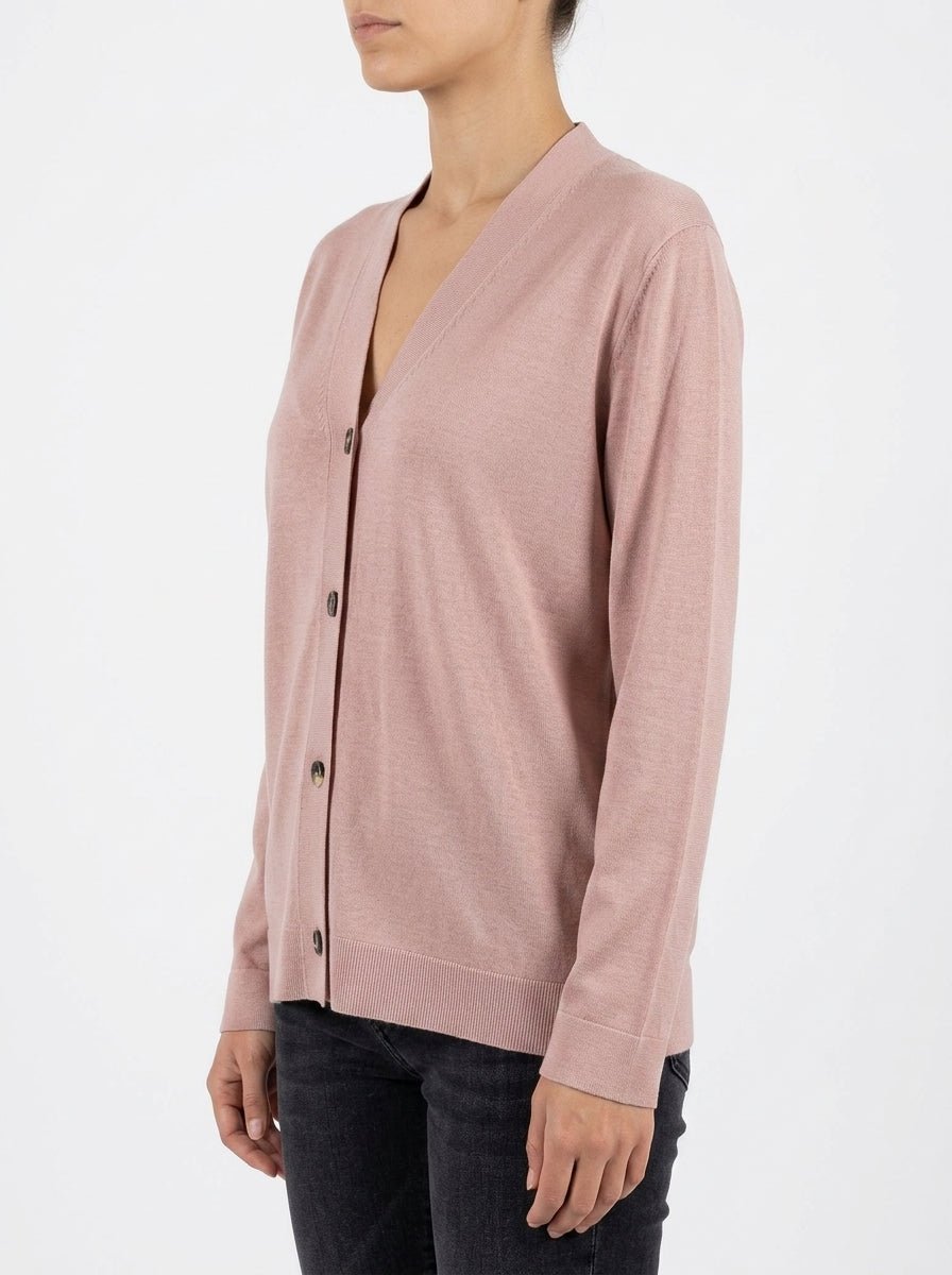 Cardigan AgoeFilo Via San Giorgio Rosa Empolvado