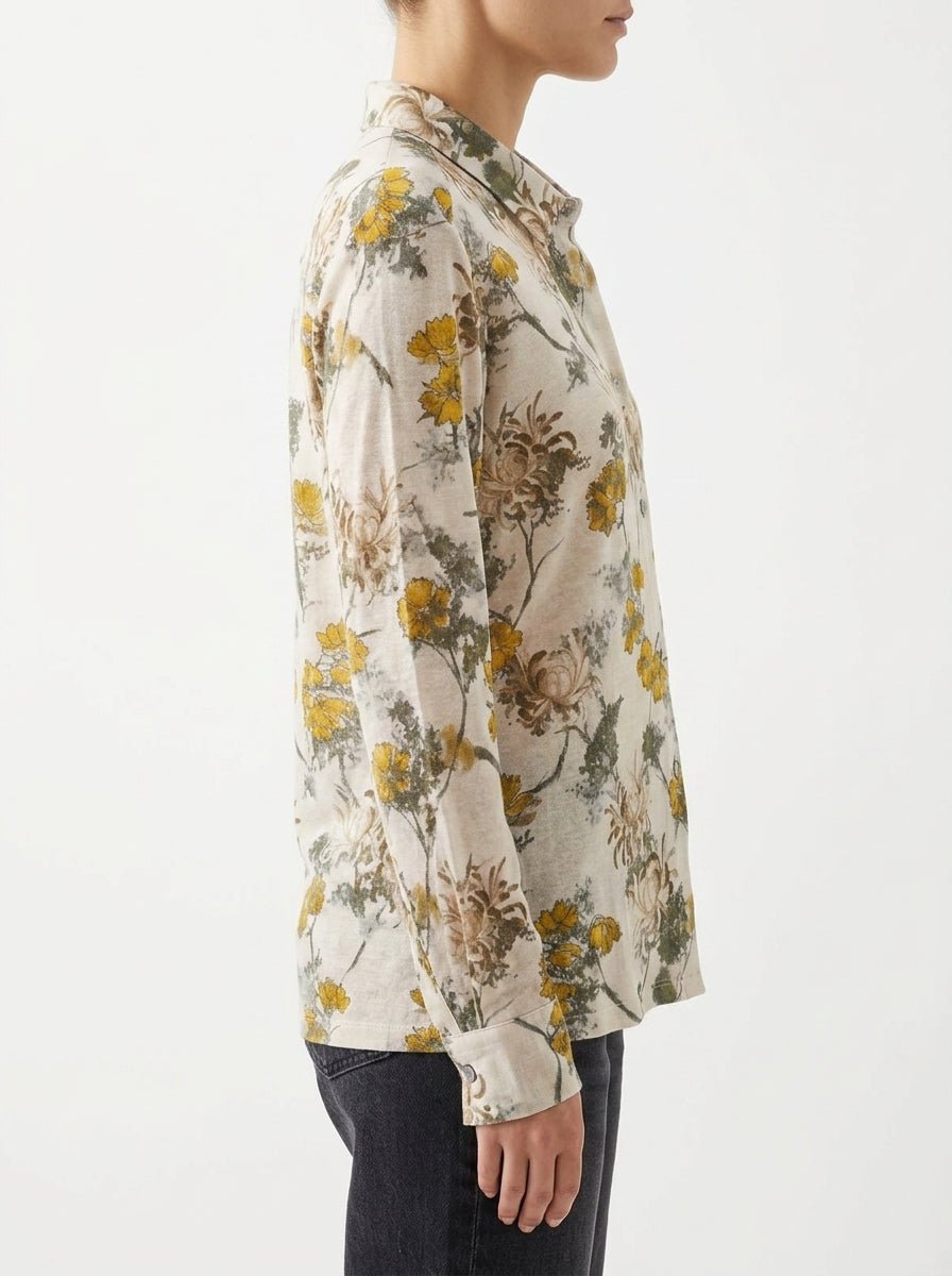 Rosso 35 Shirt with Ecru Flower Print