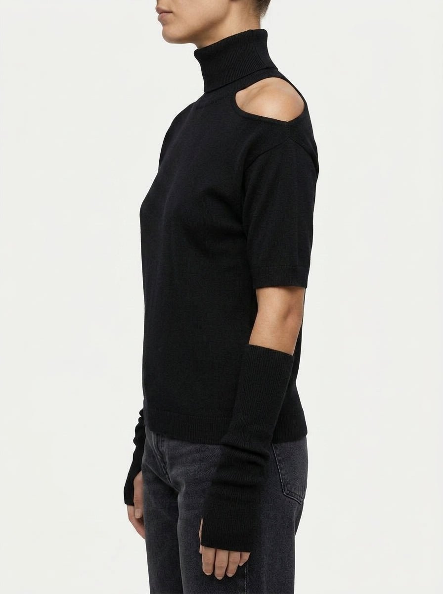 Jersey Floor Cuello Cisne Azul Negro