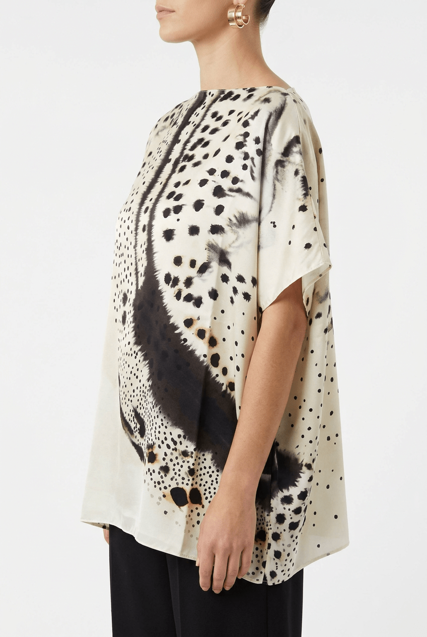 Barbieri Blouse écru à imprimé cercles