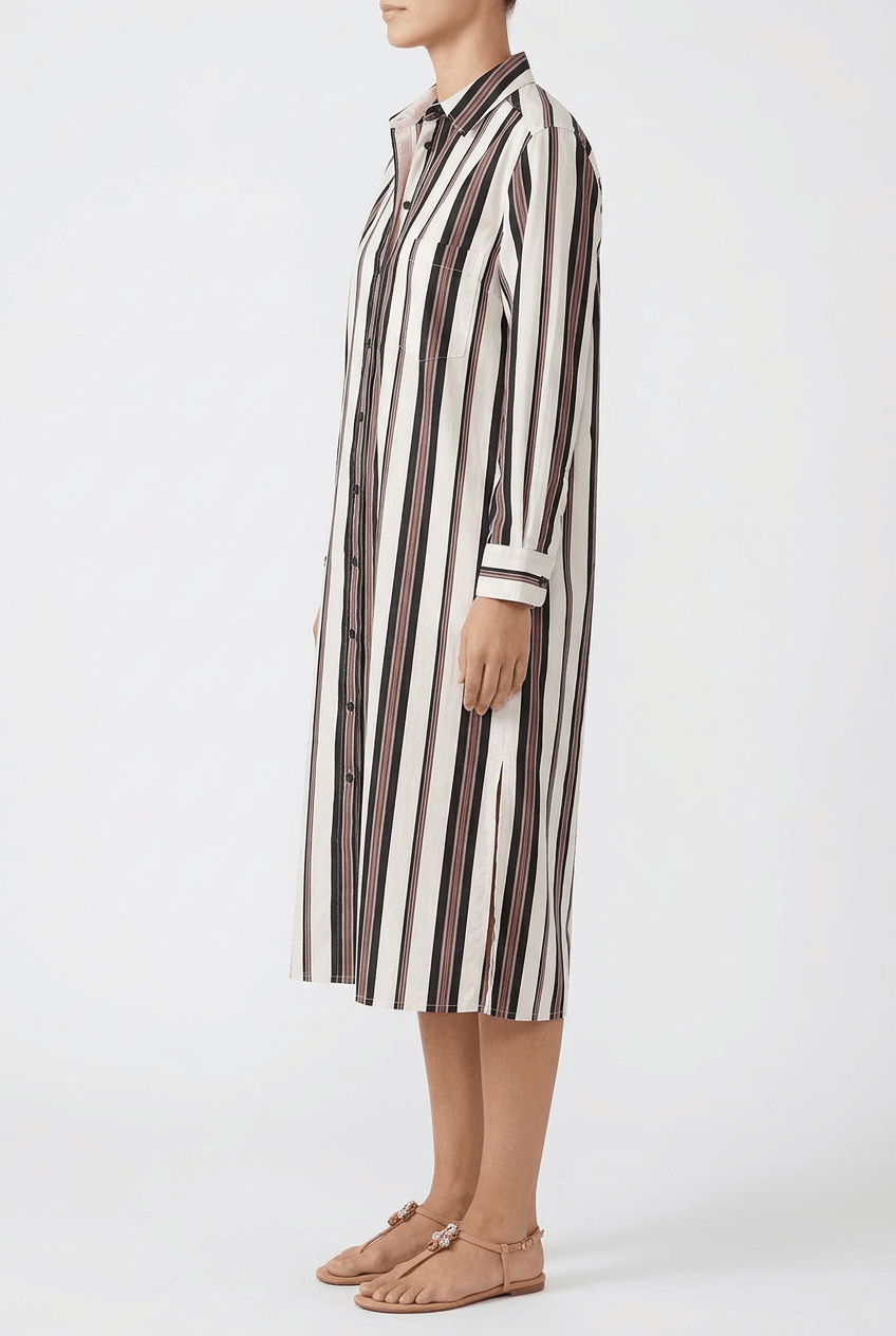 Robe rayée écru Diego Rivata