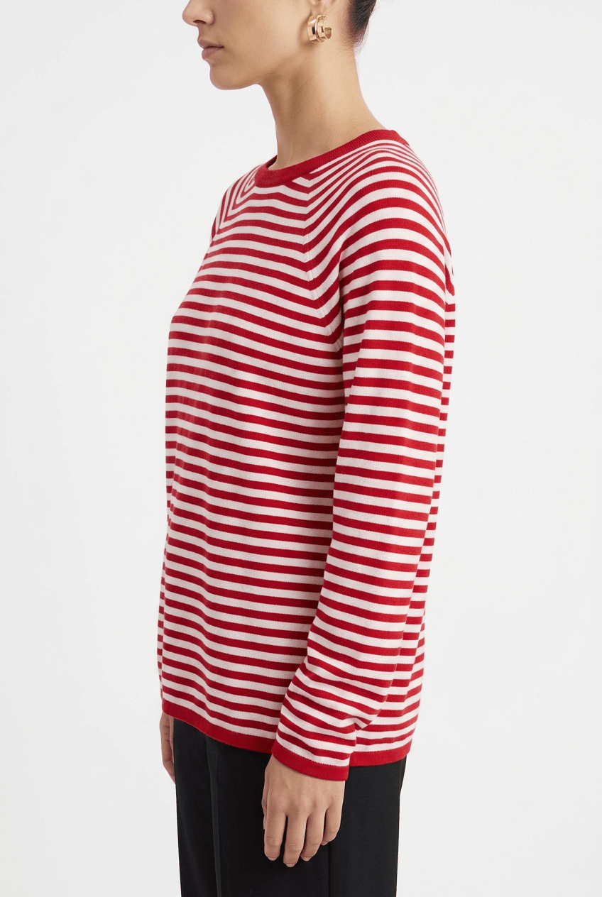 Jersey de Sol Rayé Bicolore Rouge Blanc