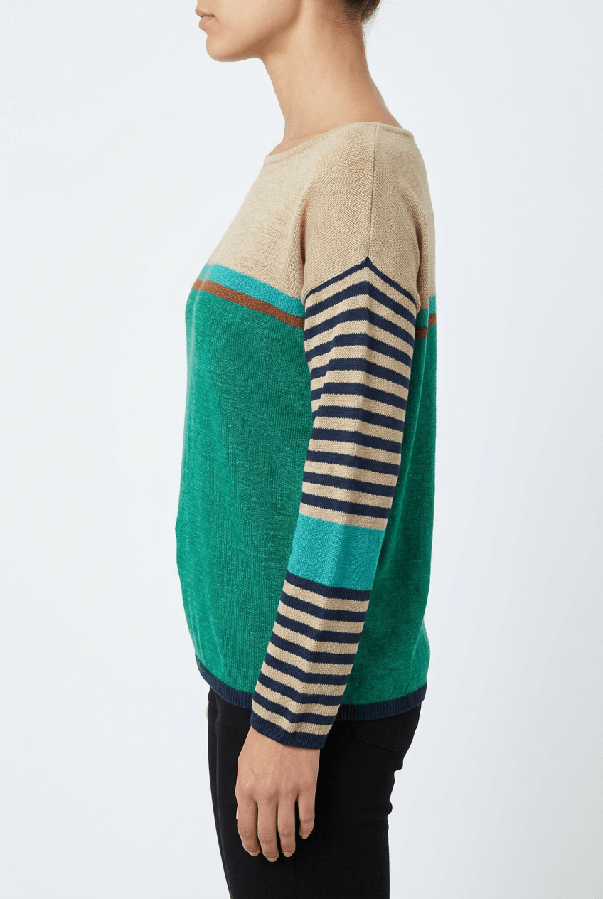 Jersey Floor Tricolor Beige Verde Naranja