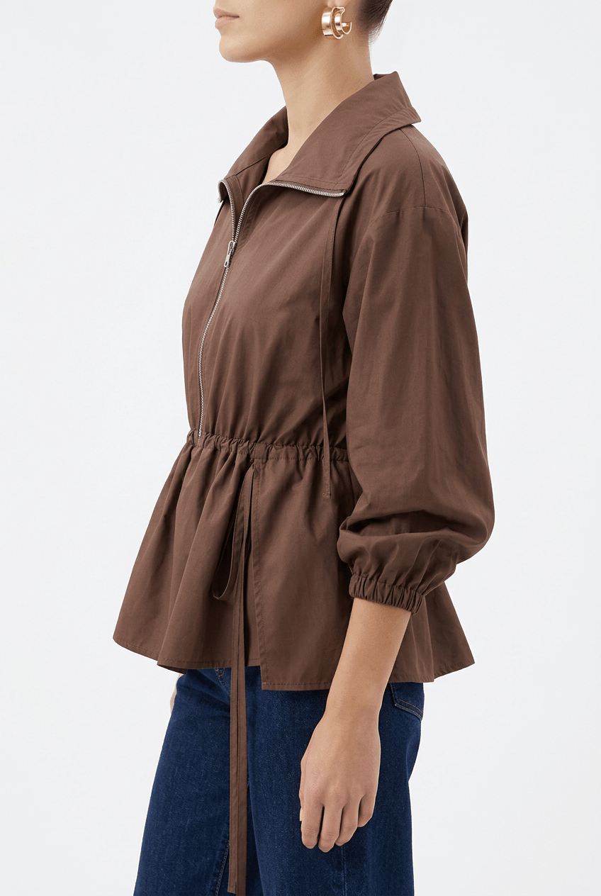 Veste marron à ceinture