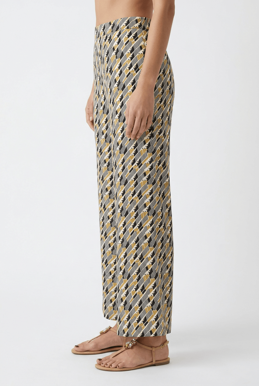 Pantalon Andam moutarde à imprimé géométrique