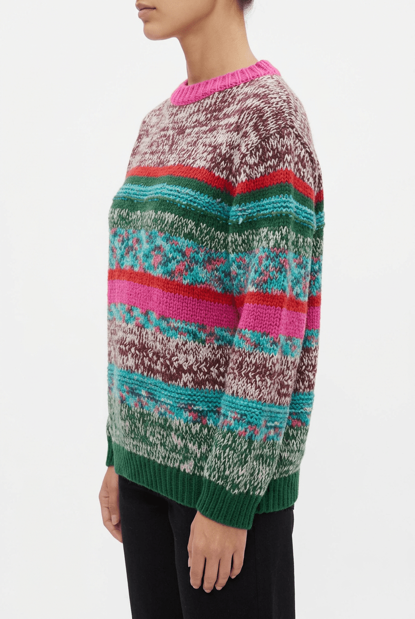 Jersey de Sol Rayé Ajouré Vert