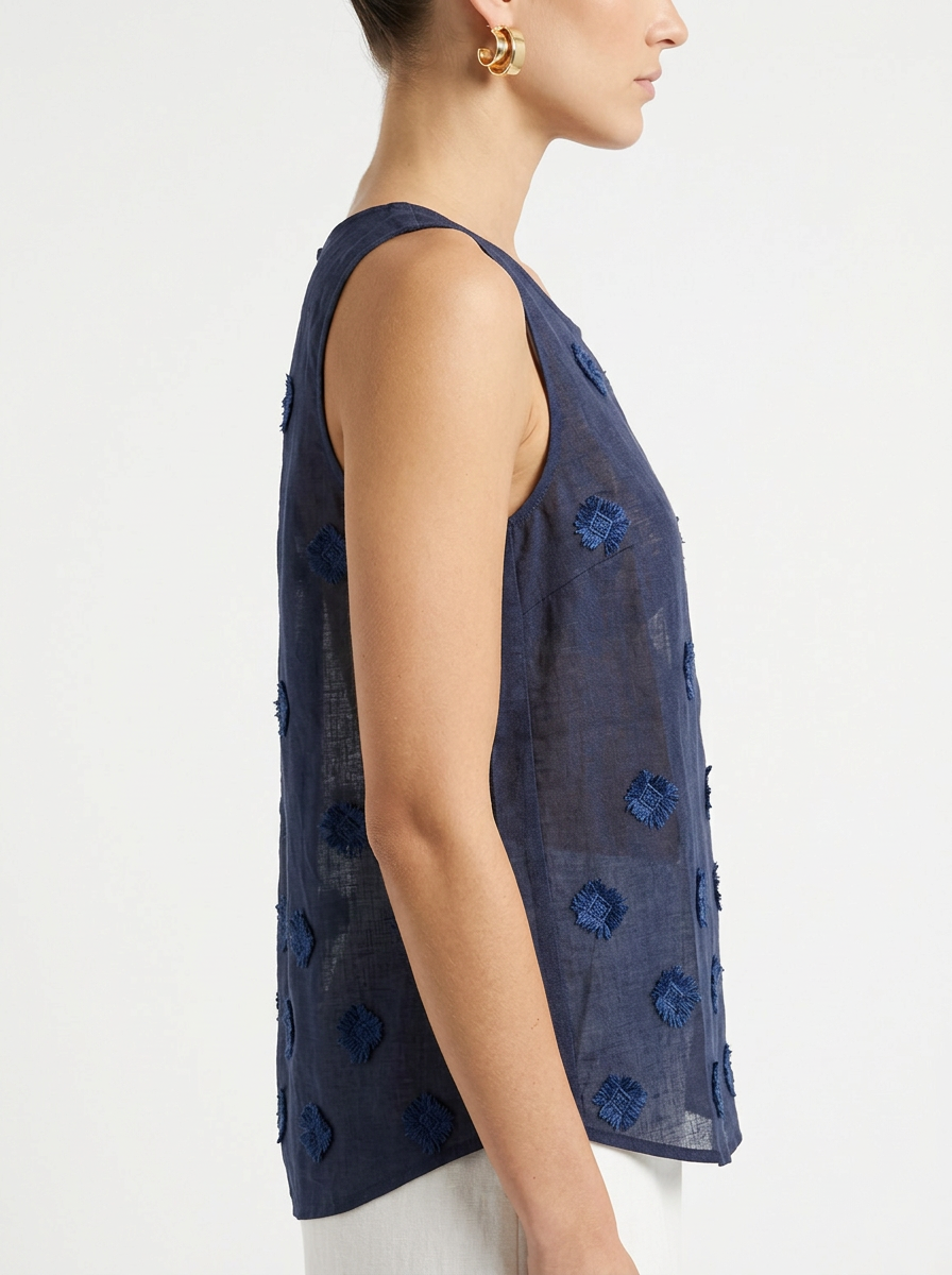 Top Whyci Milano Bordado Azul Marino