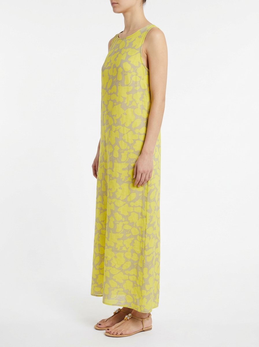 Vestido Whyci Milano Estampado Hojas Amarillo