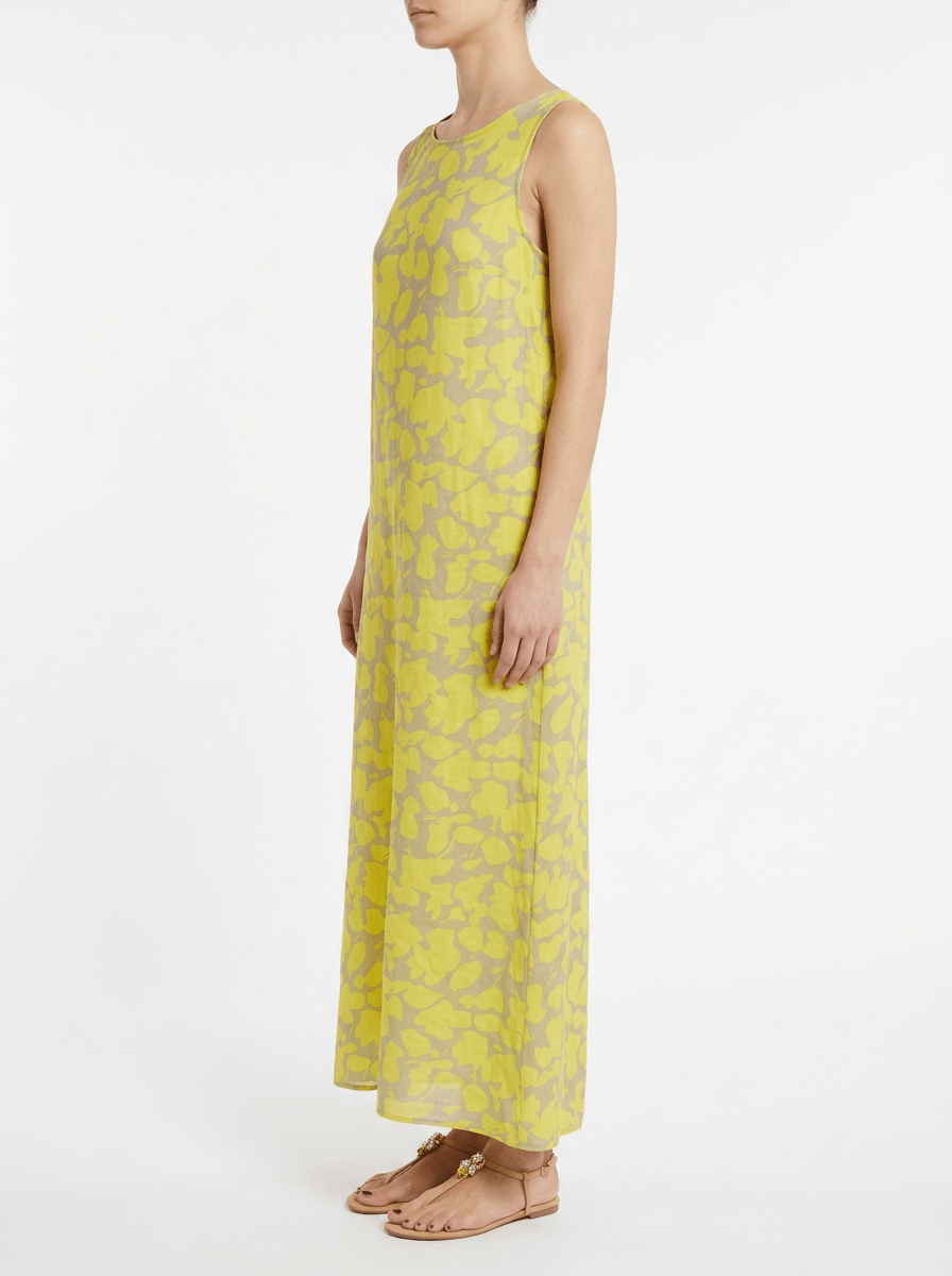 Vestido Whyci Milano Estampado Hojas Amarillo