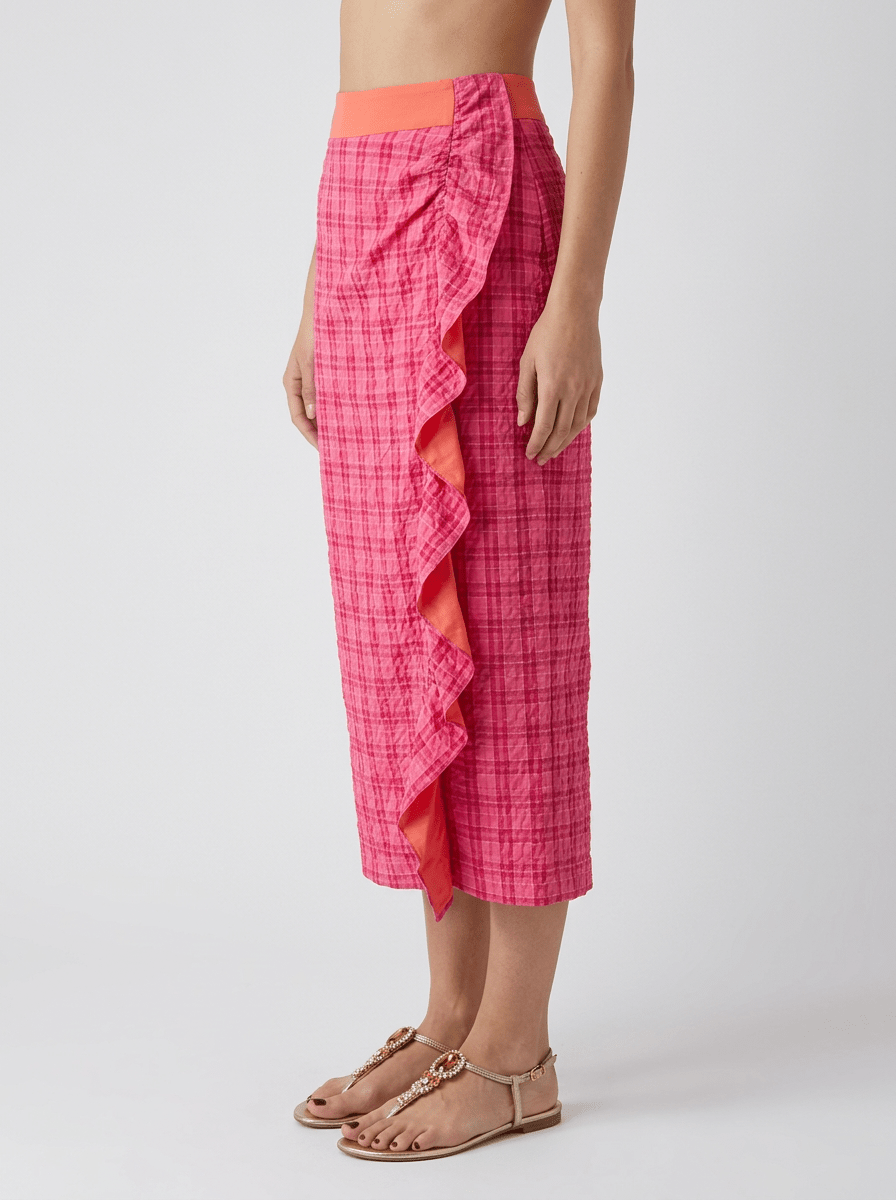 Falda Niu Portafoglio Estampado Cuadros Rosa