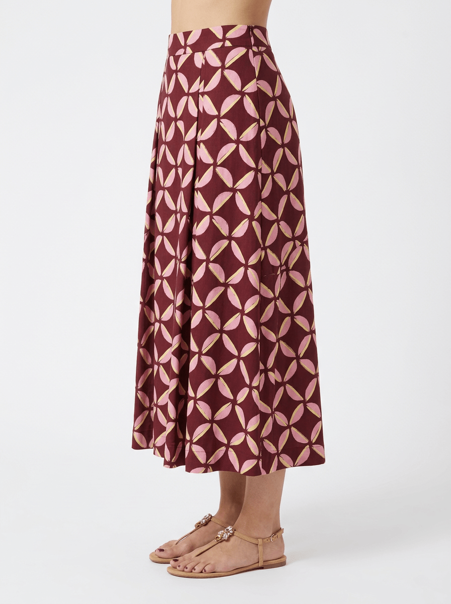 Falda Niu Estampado Geometrico Granate