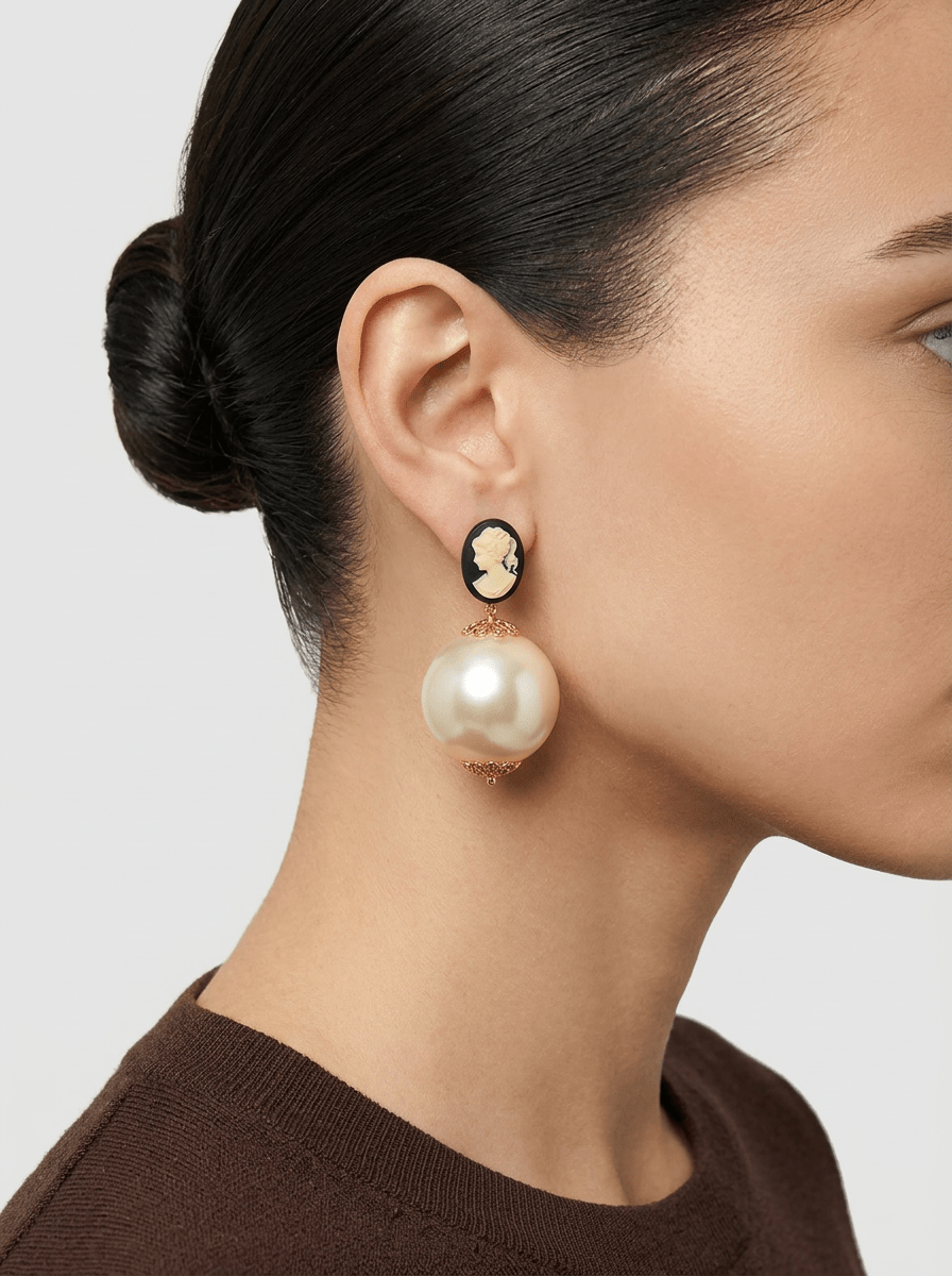 Pendientes Fabrizio Marcantelli Cameo Negro