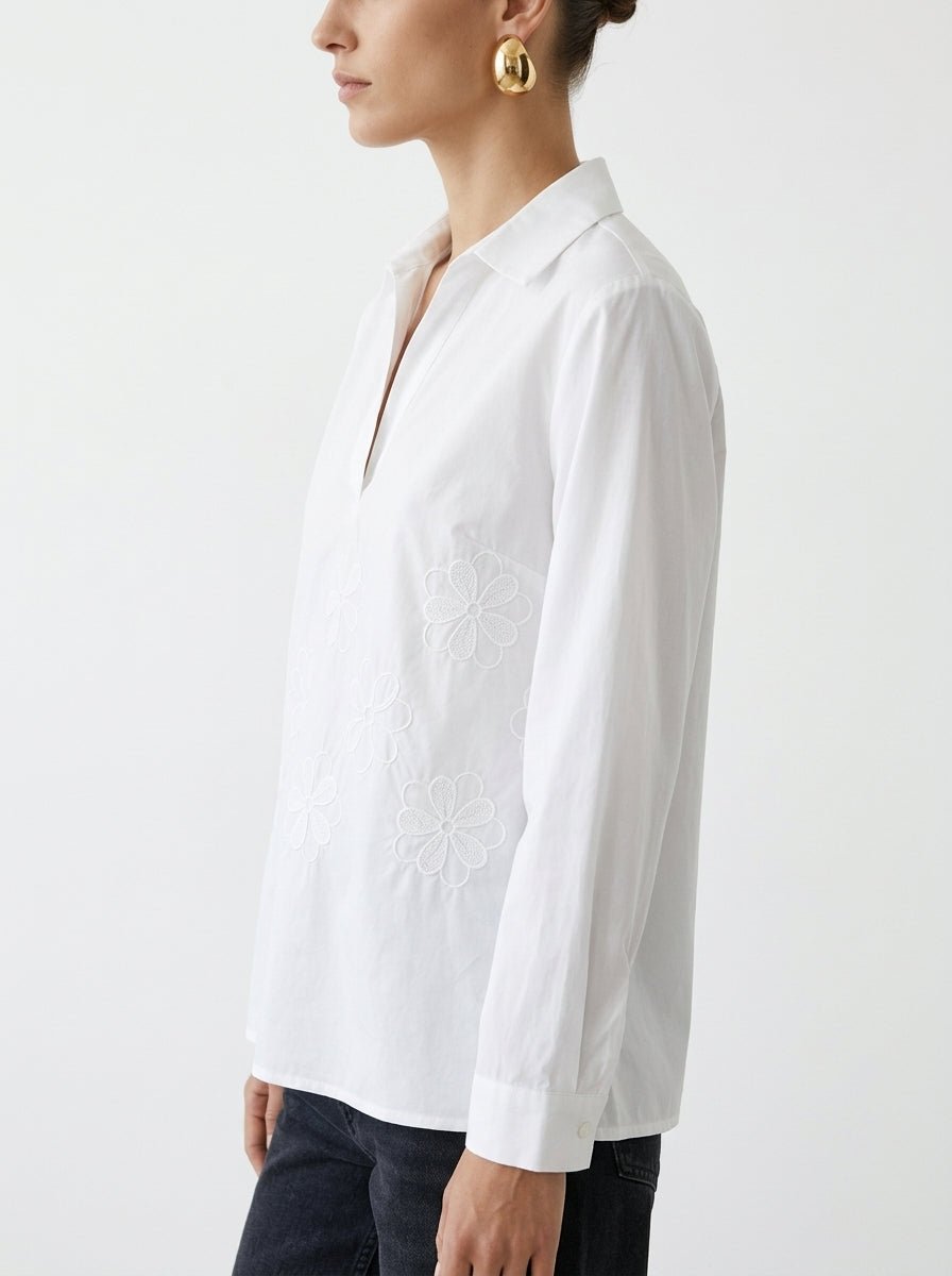 Cuerpo Whyci Milano Bordada Flores Blanca