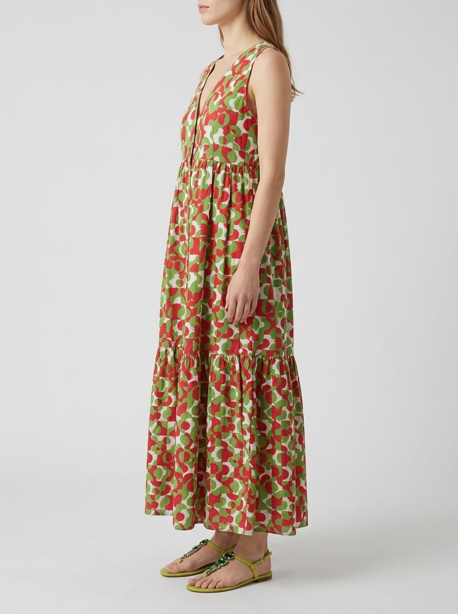 Vestido Xiwikj Chiara Estampado Geometrico Rojo