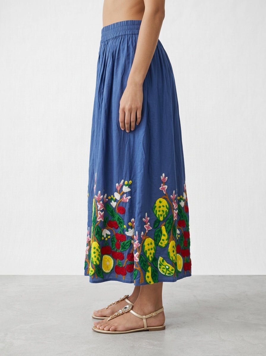 Falda Xiwikj Jessica Bordada Azul
