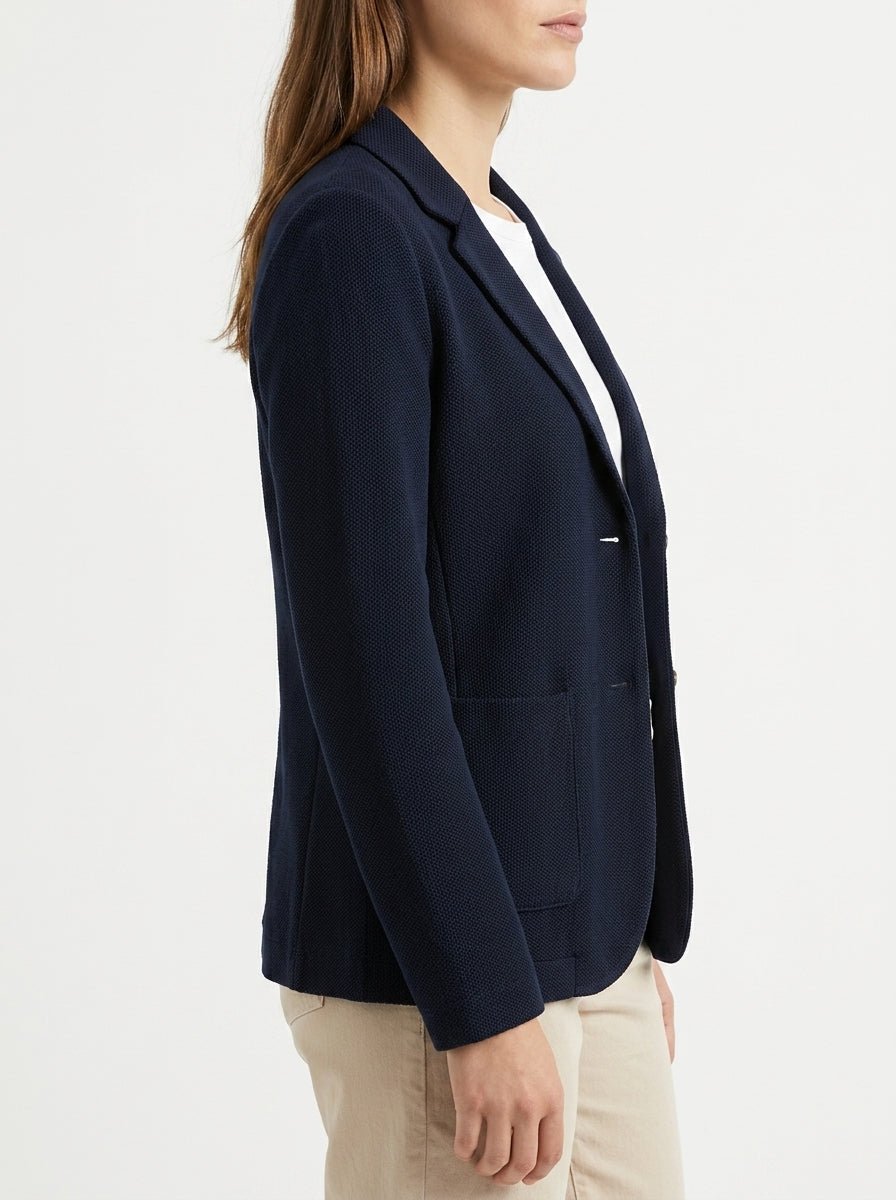 Harris Wharf London Stand Up Honeycomb Navy Blazer