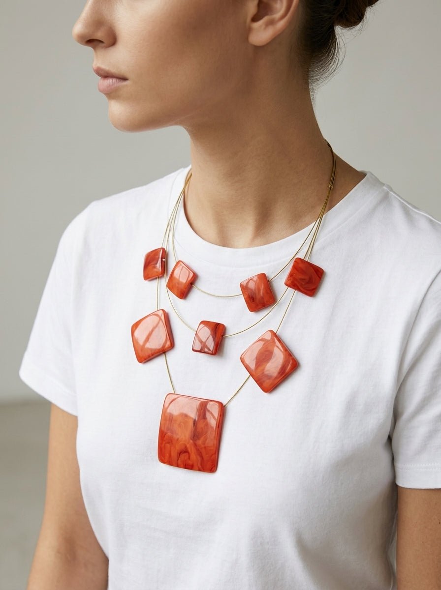 Collar Il Baco Da Seta Cuadrados Naranja