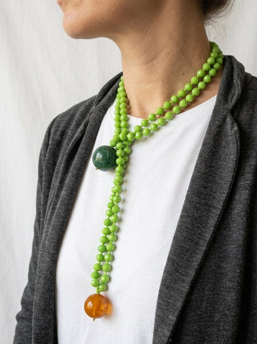 Collana Fabrizio Marcantelli con Palline e 2 Palline Grandi Verdi
