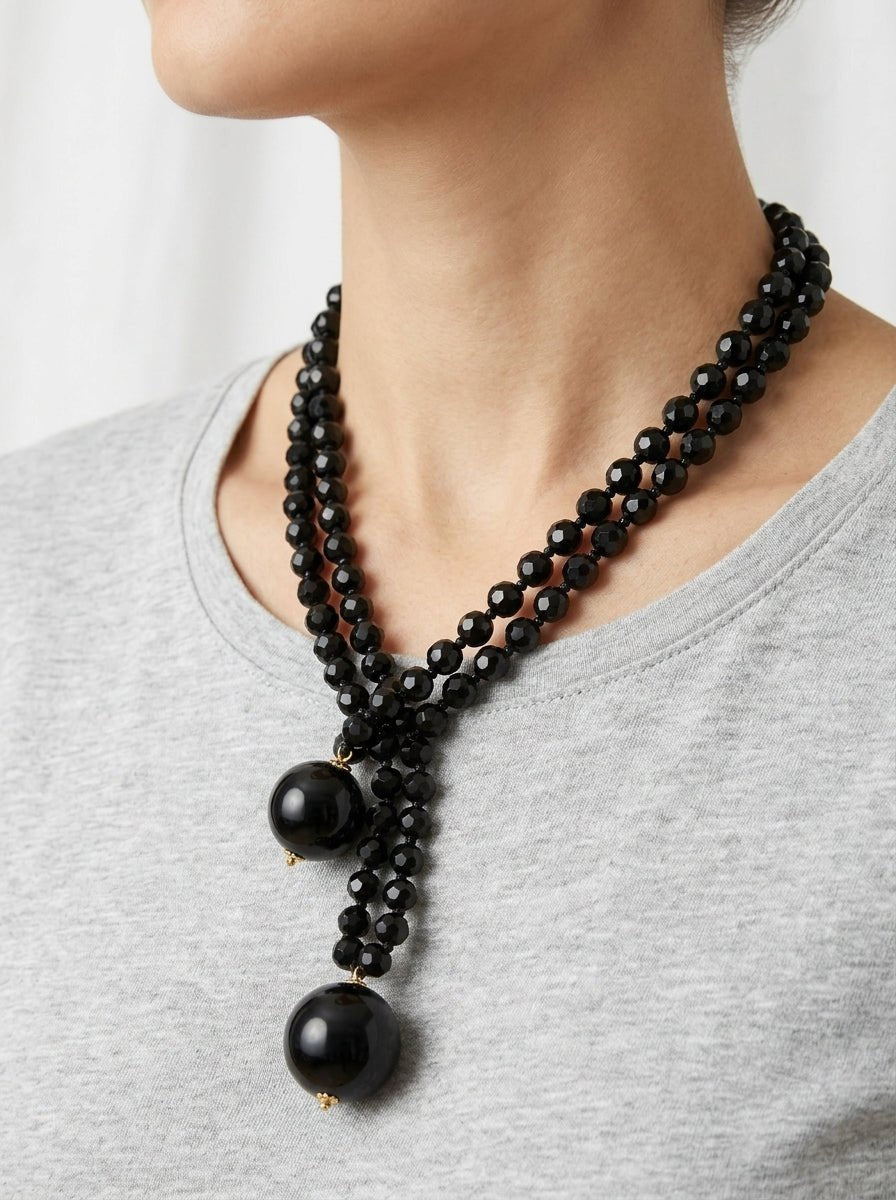 Collar Fabrizio Marcantelli Bolitas y 2 Bolas Grande Negro Total