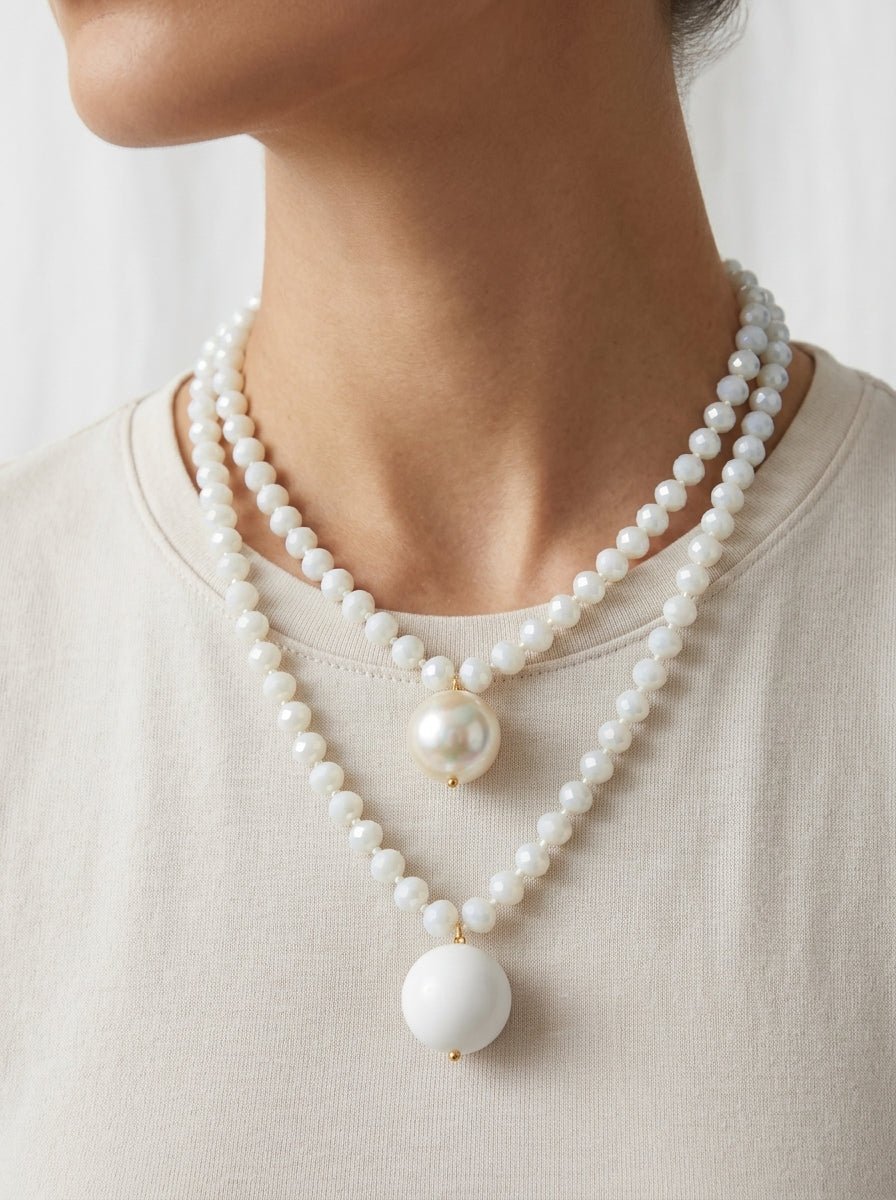 Collana Fabrizio Marcantelli con Perle e 2 Grandi Perle Bianche