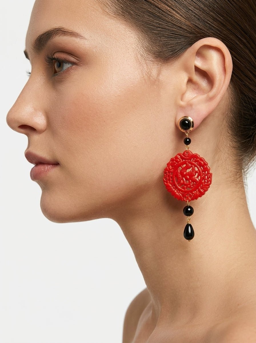 Pendientes Fabrizio Marcantelli Mandala Pequeño Rojo