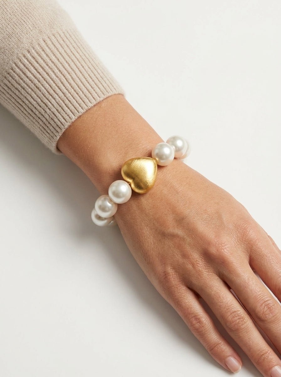 Fabrizio Marcantelli Bracelet White Pearls Golden Heart