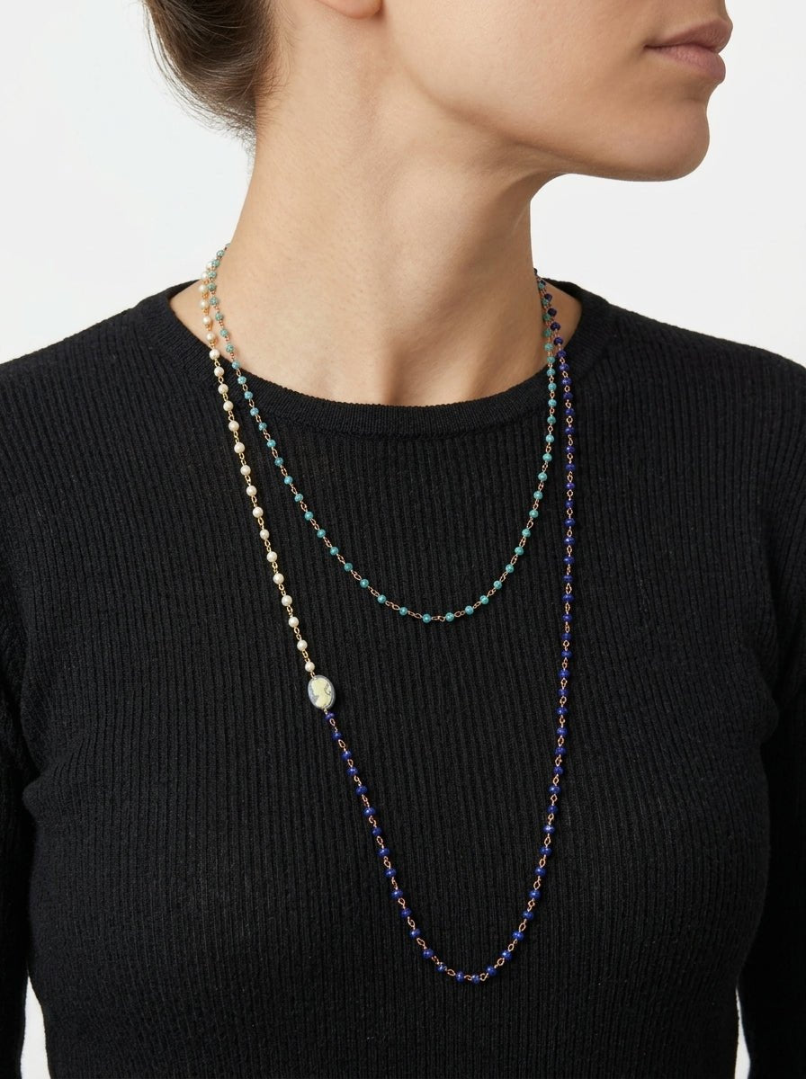 Collana Fabrizio Marcantelli pregiata faccia blu
